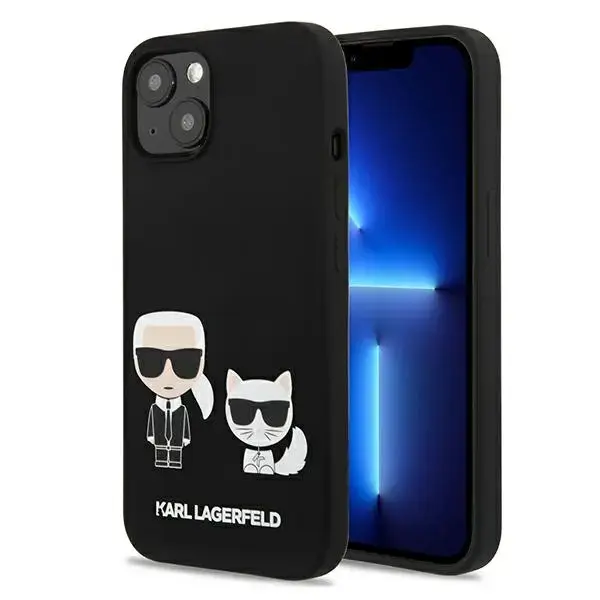 KLHCP13MSSKCK Karl Lagerfeld and Choupette Liquid Silicone Case for iPhone 13 Black