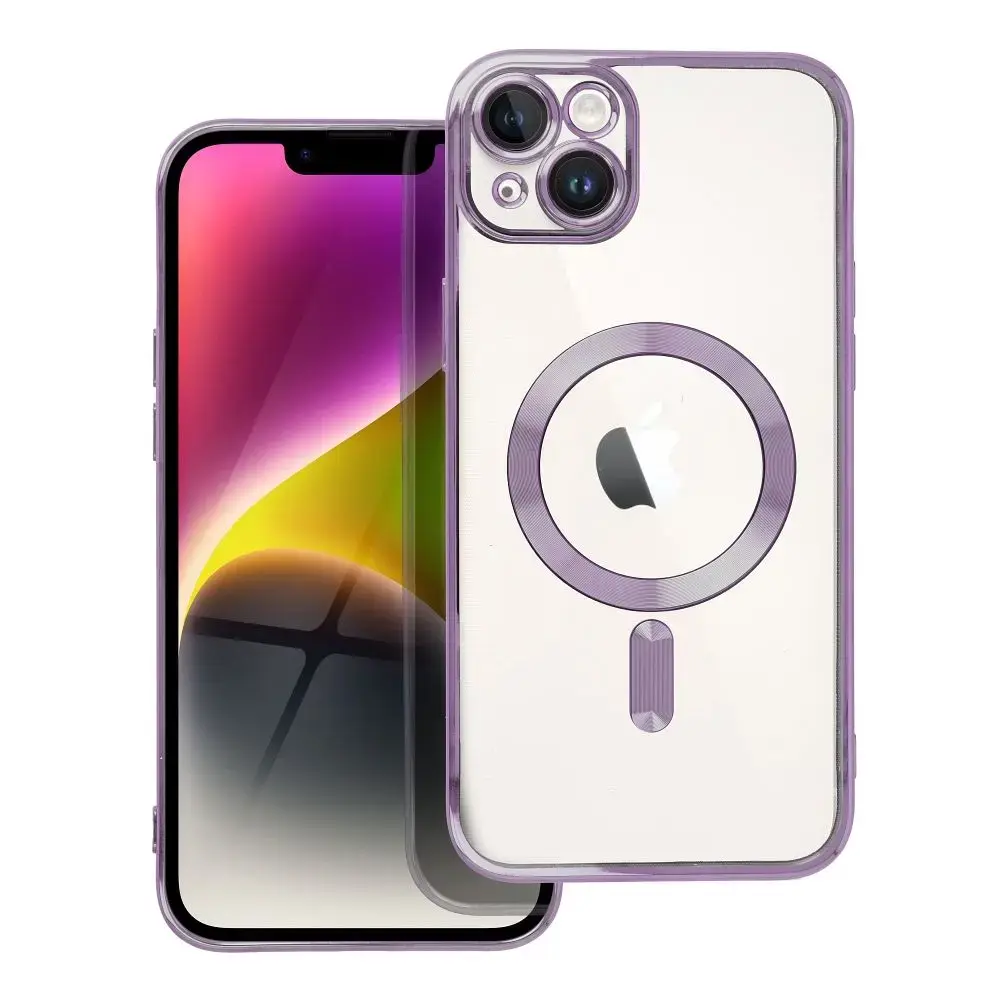 Case for iPhone 14 PLUS Electro Mag Cover compatible with MagSafe purple
