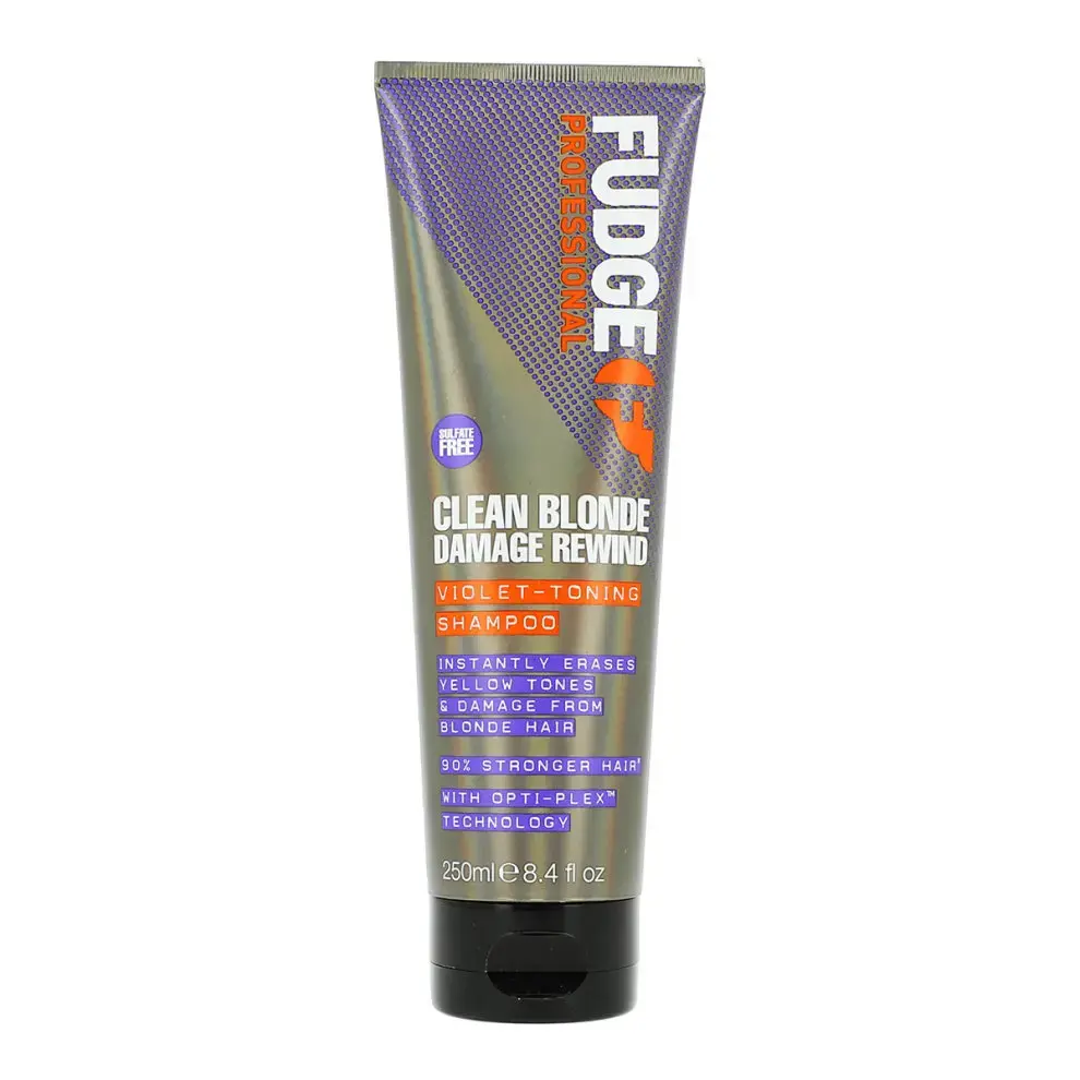 FUDGE Clean Blonde Damage Rewind Purple Violet Toning & Repair Shampoo 250ml in Clear