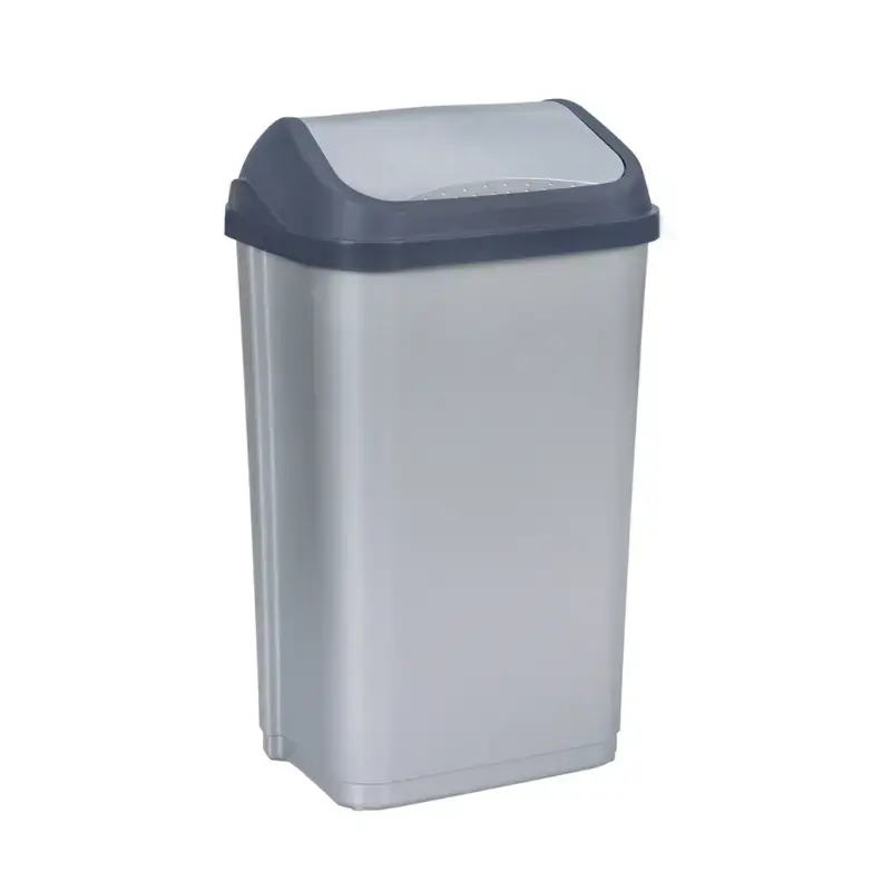 Waste bin with swivel lid 50L Swantje 38.5x29x66cm light silver