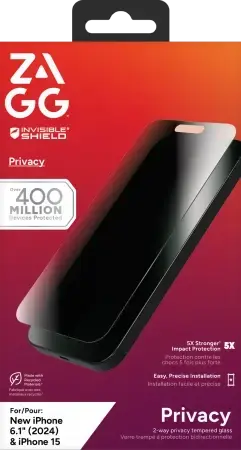 ZAGG InvisibleShield Glass Elite Privacy karastatud klaas iPhone 15|16 telefonile