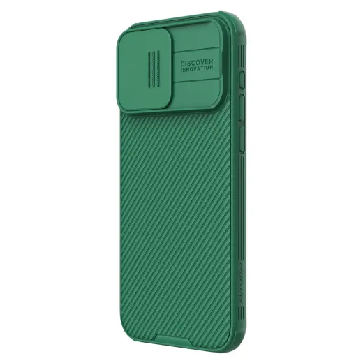 Nillkin CamShield PRO maciņš telefonam iPhone 15 Pro Max zaļš (ar kameras aizsargu)