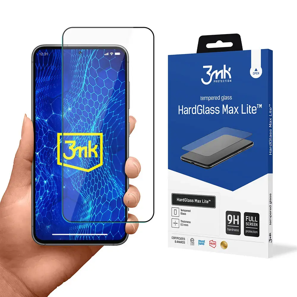 3mk HardGlass Max Lite aizsargstikls telefona ekrānam Samsung Galaxy S24+ (S926) ar uzstādīšanas rāmi