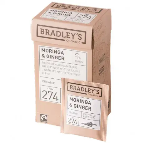 Bioloģiskā tēja BRADLEY'S ar moringu un ingveru, 25gab