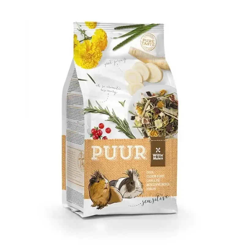 Barība jūras cūciņām ar jūtīgu gremošanas sistēmu : Witte Molen Puur GUINEA PIG SENSITIVE 800 gr