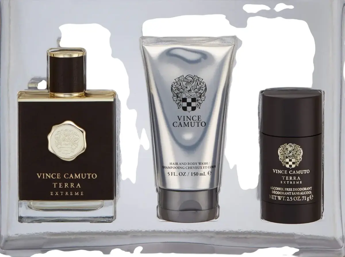 Set Vince Camuto: Terra Extreme, Eau De Toilette, For Men, 100 ml + Terra Extreme, Anti-Perspirant, Deodorant Stick, For Men, 71 g + Terra Extreme, Shower Gel & Shampoo 2-In-1, 150 ml