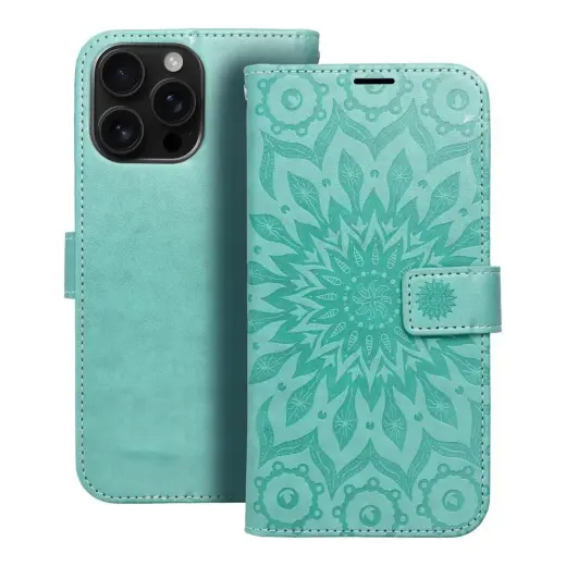 MEZZO mandala knyginio tipo telefono dėklas iPhone 16 Pro Max žalias