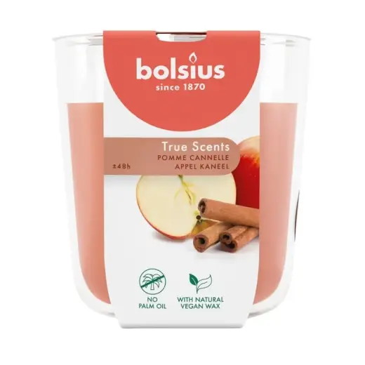 Kvapiosios žvakės stiklinė „True Scents“ Ø97x85mm, obuolių ir cinamono skonio