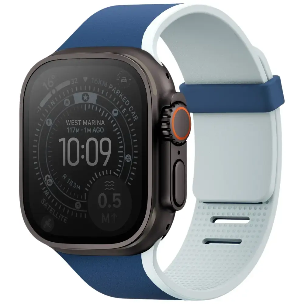 UNIQ viedpulksteņa siksniņa priekš Apple Watch (44/45/46/49 mm) | āda | tumši zila