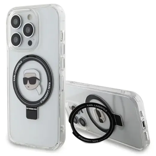 Karl Lagerfeld KLHMP15LHMRSKHH iPhone 15 Pro 6.1" white|white hardcase Ring Stand Karl Head MagSafe
