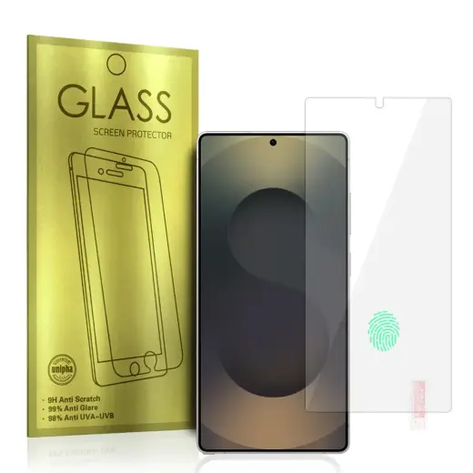 Gold karastatud kaitseklaas telefonile Galaxy S25 Ultra (ühildub ekraanialuse sõrmejäljelugejaga)