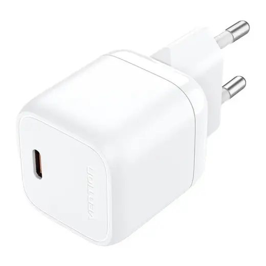 Vention FAKW0-EU tīkla lādētājs | 30W | GaN | USB-C | balts