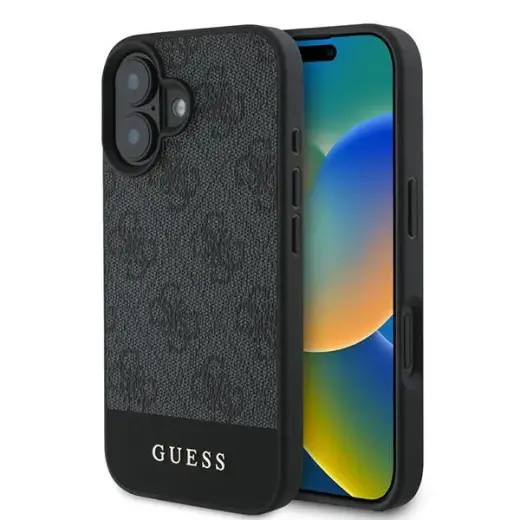 Guess GUHCP16MG4GLGR iPhone 16 Plus 6.7"  szary|grey hardcase 4G Bottom Stripe