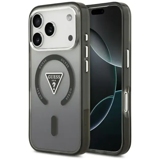 Guess IML Gradient Triangle Logo MagSafe Case for iPhone 18 Pro Max / iPhone 17 Pro Max – Black