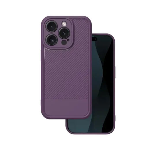 Simple Carbon phone case for iPhone 15 Pro purple