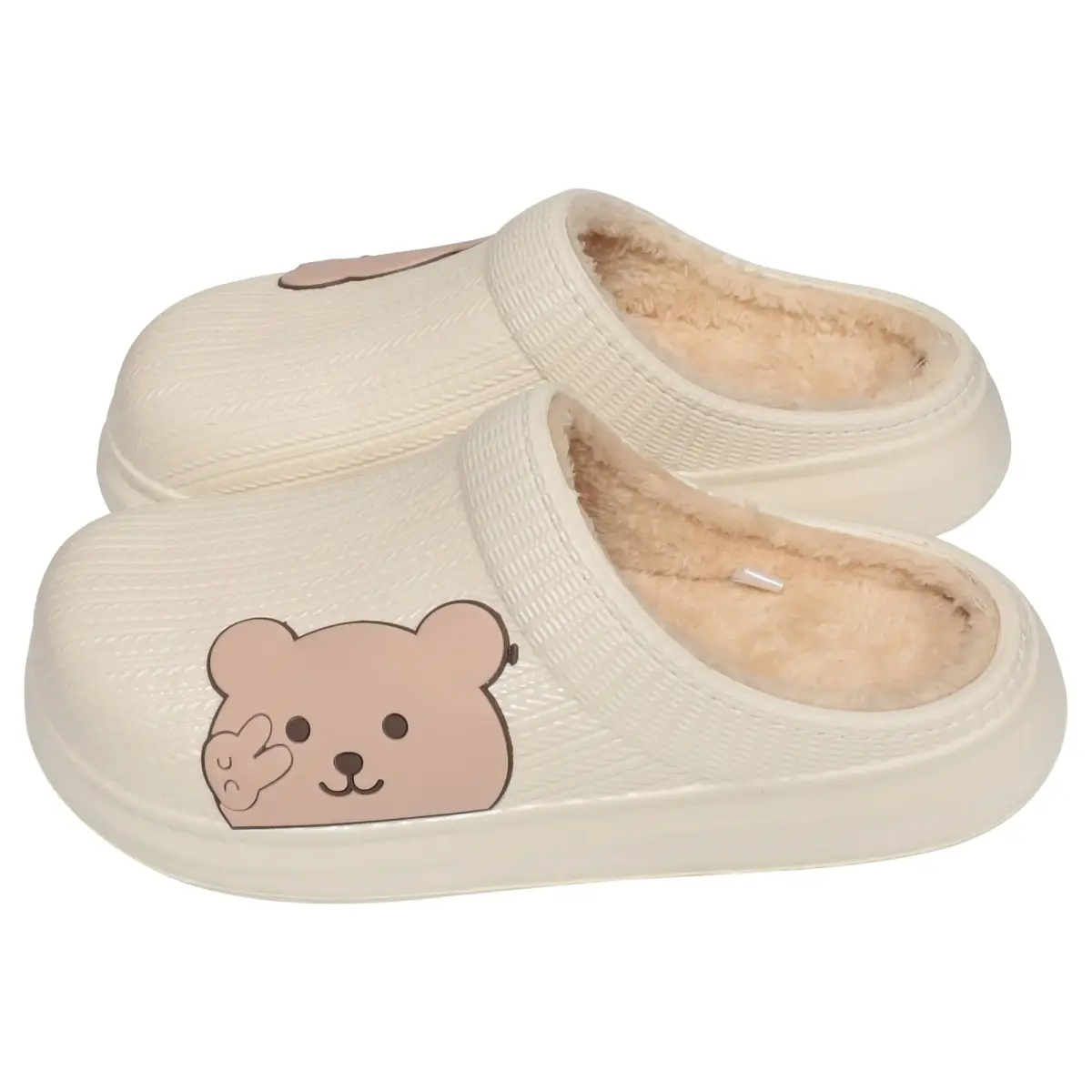 BESK Women's warm garden slippers, size 36-37, cream