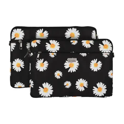 Wonder Sleeve Laptop 17 inches black daisies