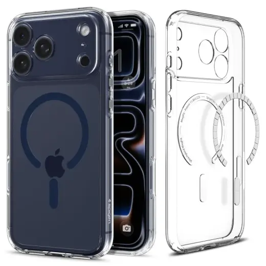 Spigen Ultra Hybrid Mag telefoni ümbris MagSafe toega iPhone 17 Pro Max läbipaistev sinine