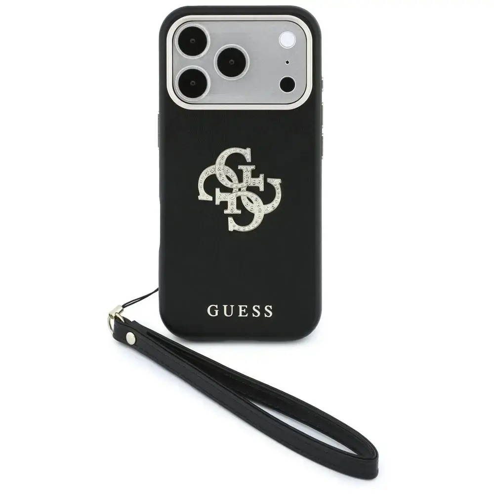 Guess Smooth & Big Strass Logo & Strap case for iPhone 18 Pro Max / 17 Pro Max black