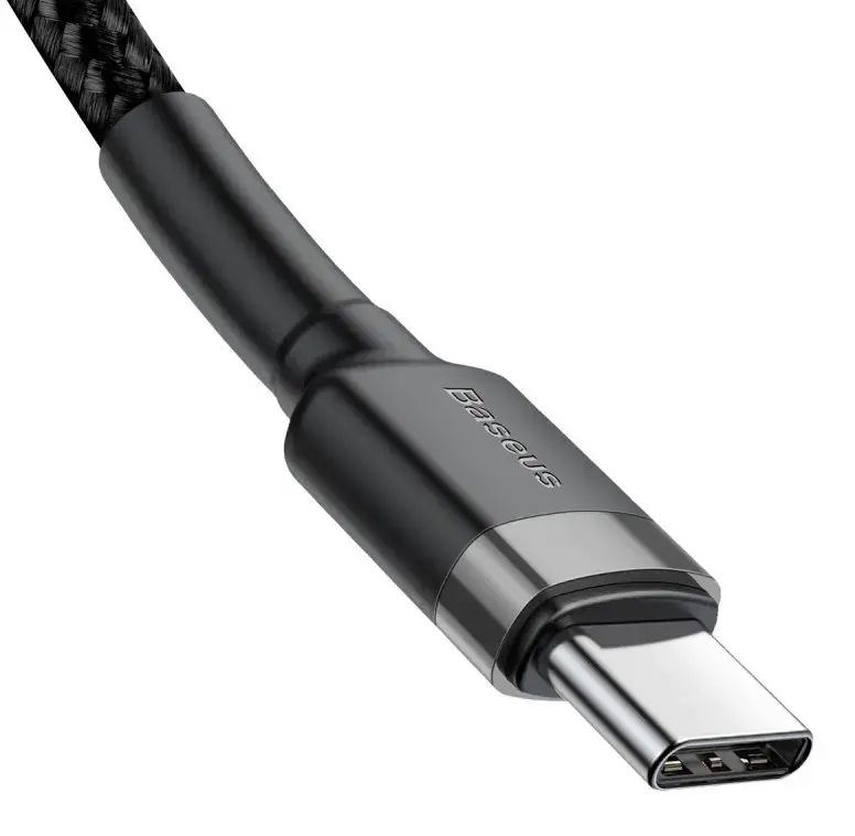 Baseus CATKLF-GG1 Cafule datu pārraides un uzlādes vads | USB-C uz USB-C | 60W | 1m | pelēks, melns (Bojāts iepakojums)