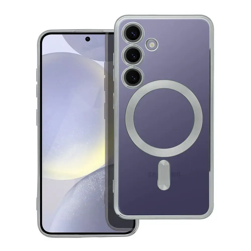 Electro Mag telefono dėklas su MagSafe palaikymu Samsung Galaxy S24 (S921) sidabrinis