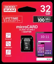 GOODRAM Memory MicroSD Card - 32GB with adapter UHS I CLASS 10 100MB/s