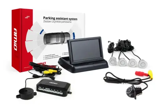 Parking assistant system TFT02 4,3" with HD-305-LED 4 sensors silver
