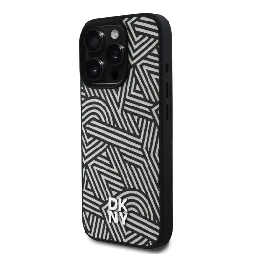 DKNY PU Leather Crosswalk Pattern Magsafe Case for iPhone 16 Pro Ivory