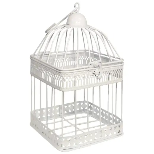 Decorative birdcage 14x14x25cm, antique white