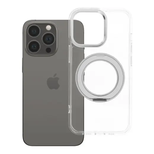 Frame Circle Stand maciņš ar statīvu un MagSafe atbalstu telefonam iPhone 13 Pro caurspīdīgs