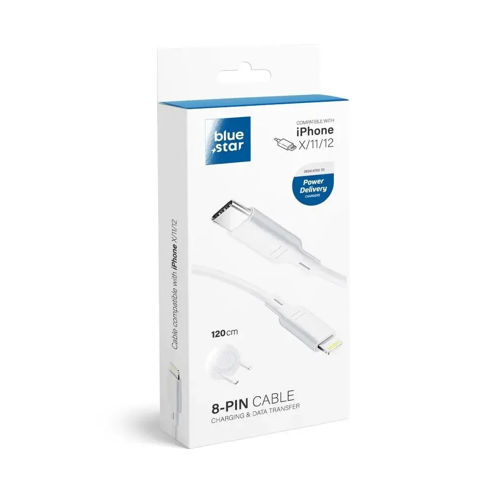 Cable USB C to Lightning Blue Star PD 1,2 m white