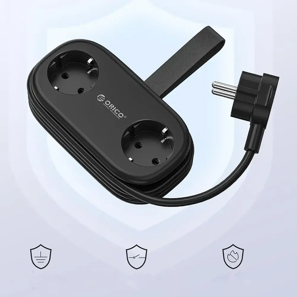Orico APP 15.5W 5in1 Power Strip 2x AC + 2x USB-A + 1x USB-C - Black
