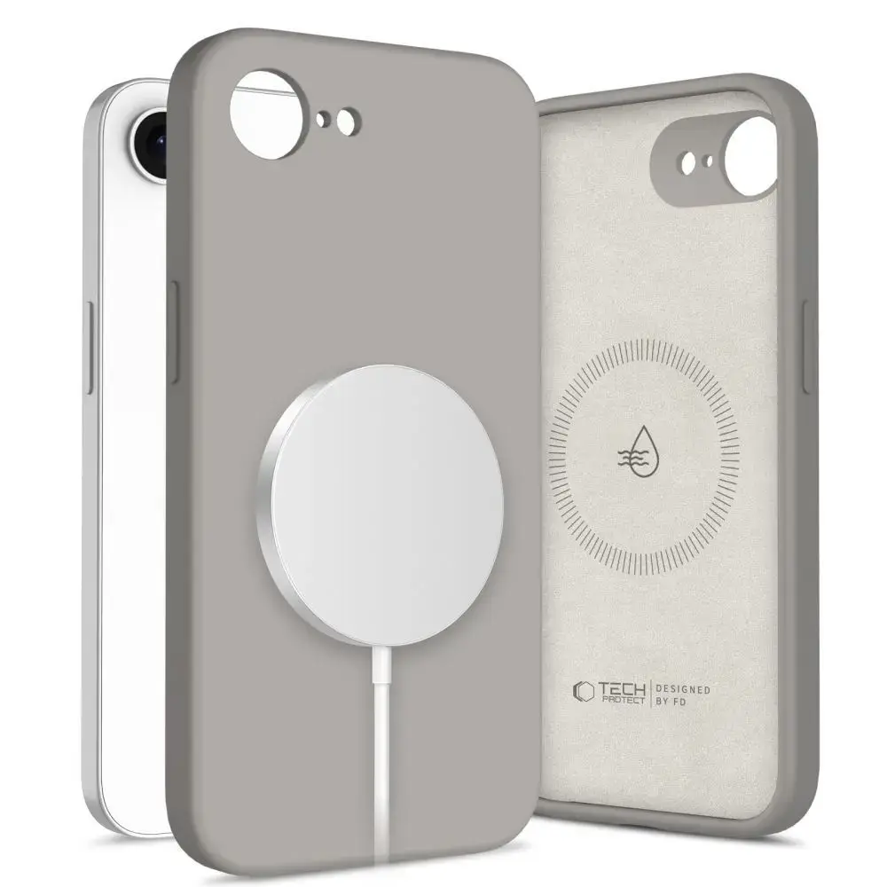TECH-PROTECT SILICONE maciņš ar MagSafe atbalstu telefonam iPhone 16E | iPhone 17E pelēks