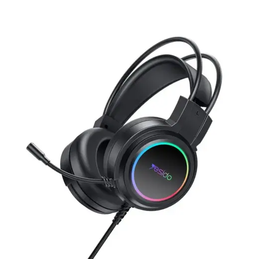 YESIDO GAMING HEADPHONES EK05 RGB USB + MICROPHONE BLACK