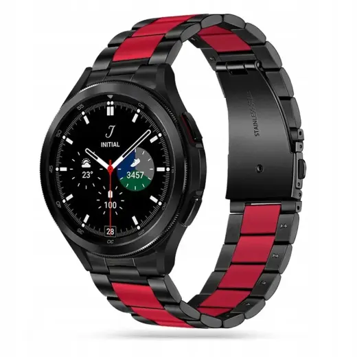 Tech-Protect Stainless Bracelet for Samsung Galaxy Watch 4|5|5 Pro|6|7|FE - Black & Red