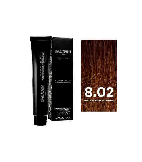 Balmain Professionnel, Couleurs Couture, Permanent Hair Dye, 8.02 Light Natural Violet Blonde, 60 ml