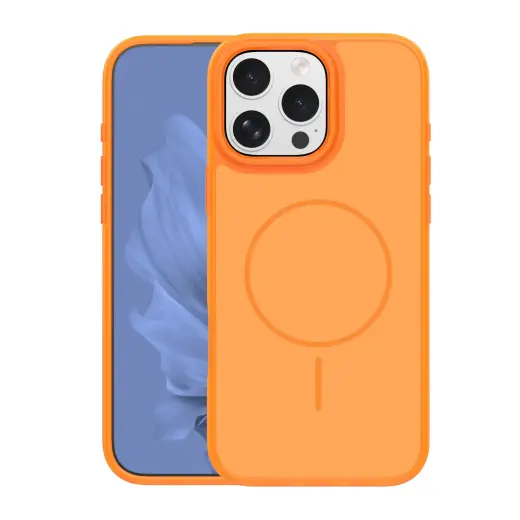 Frame Thin Mag phone case with MagSafe support for iPhone 16 Pro orange