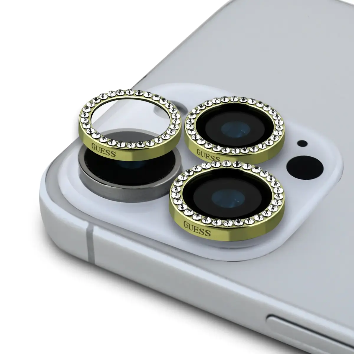 Guess Fixed Glliter ekrāna aizsargstikls priekš iPhone 16 Pro|16 Pro Max Gold