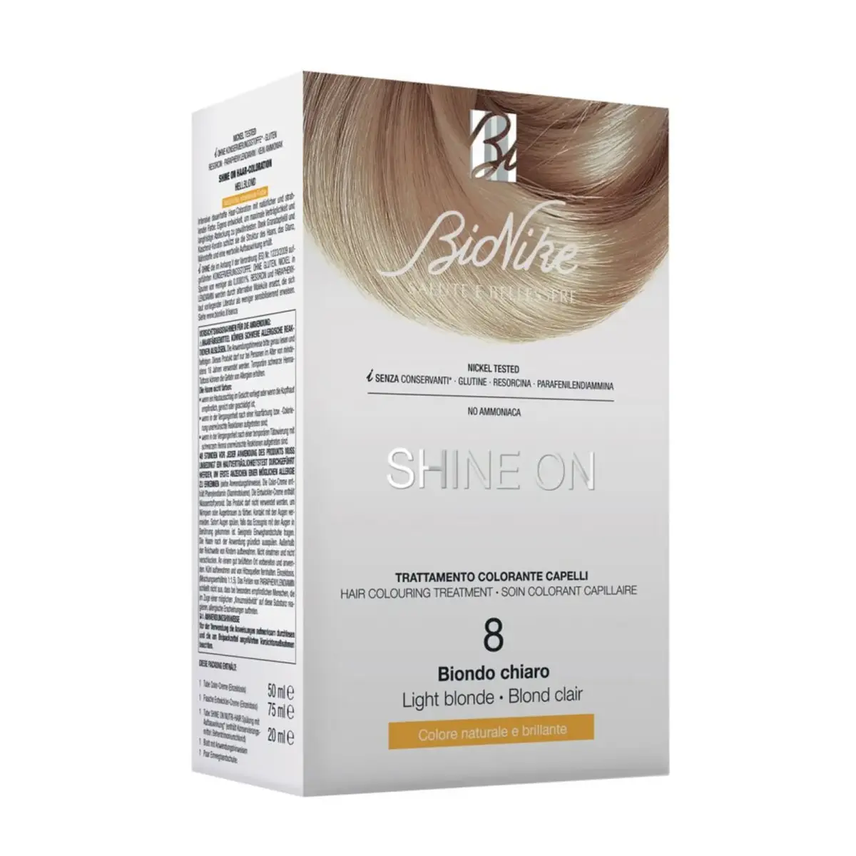 BioNike , Shine On, Permanent Hair Dye, 8 Light Blonde, 145 ml