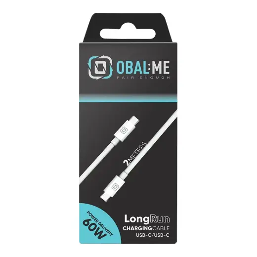 OBAL:ME LongRun duomenų perdavimo ir įkrovimo laidas | USB-C į USB-C | 60W | 2m | baltas