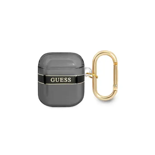 Чехол Guess TPU с принтом в полоску для Airpods 1|2 черный