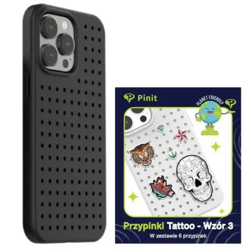 Pinit Dynamic + Tattoo Pin чехол для телефона iPhone 14 Pro чёрный