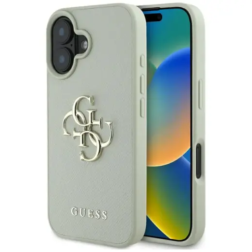 Etui Guess Grained Big 4G Logo Small      Classic Logo do iPhone 16 zielony