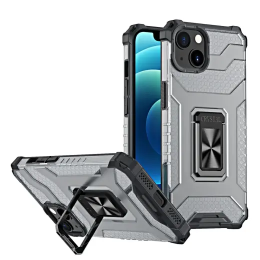 Crystal Ring Tough Rugged telefono dėklas su stovu iPhone 13 juodas