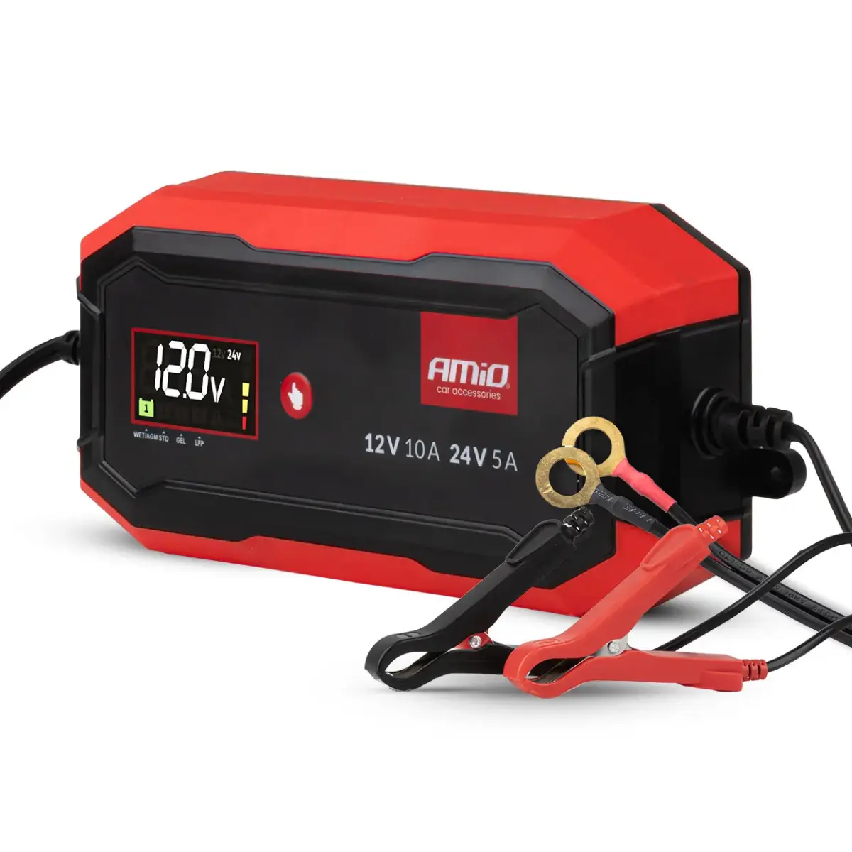 Digital battery charger AGM GEL STD LiFePo4 MAX 10A 12/24V PRO AMIO-04528