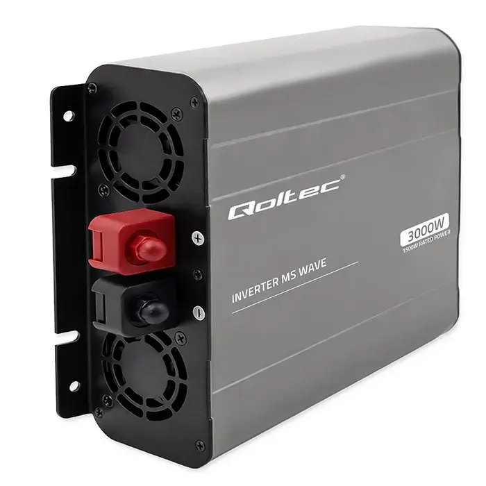 Qoltec MS Wave Voltage Converter | 12V to 230V | 1500/3000W | USB | Compatible with LiFePO4, GEL and AGM batteries
