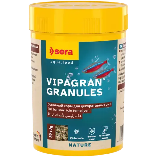 Peldoša, mīksta granulu barība dekoratīvajām zivīm - Sera Vipagran Granules 100 ml (39 g)