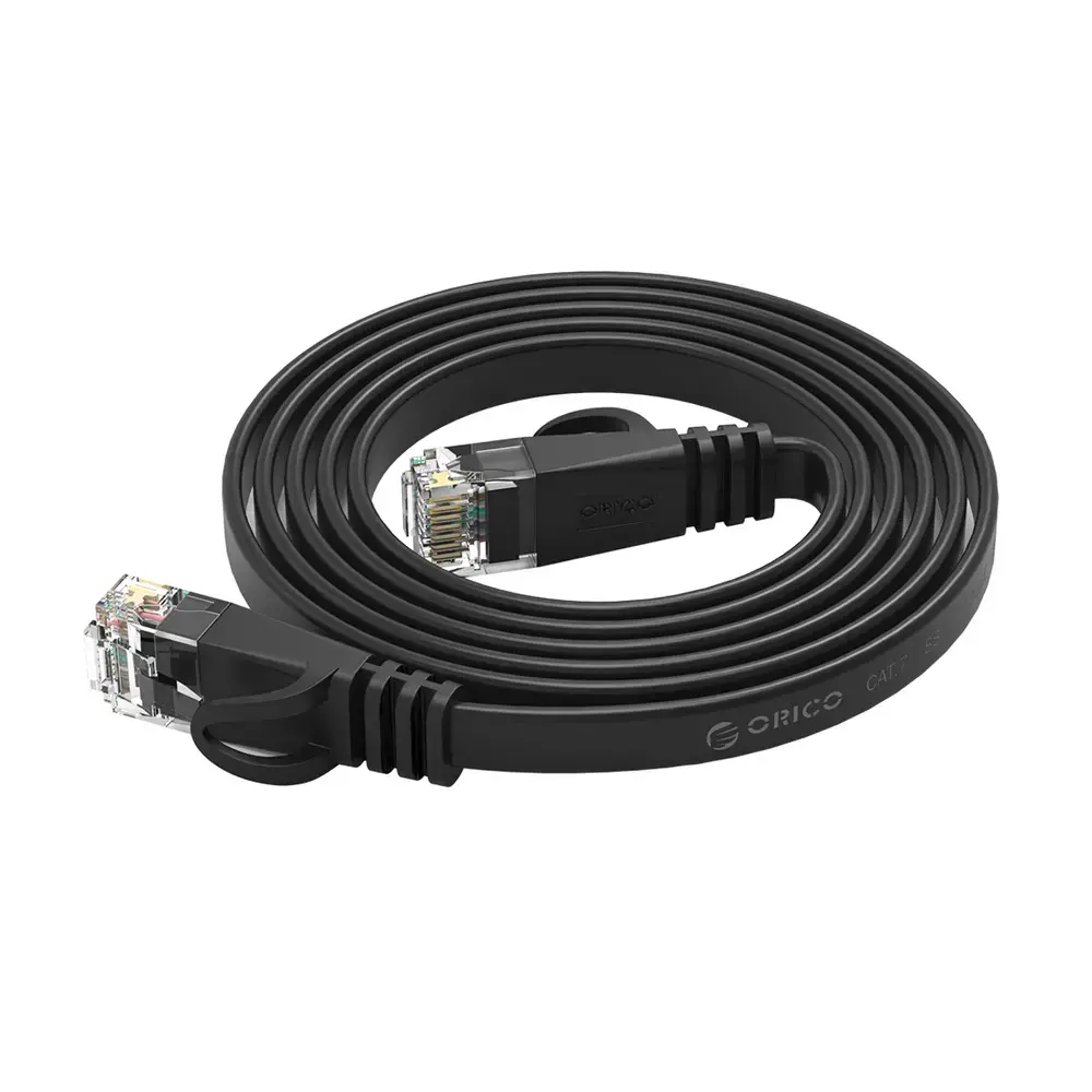 Kabel sieciowy Ethernet Orico PUG-C7B CAT7 10Gbps RJ45 internetowy LAN płaski 5 m - czarny