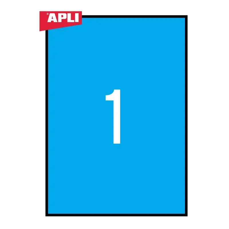 Uzlīmes APLI ILC ar izmēru 210x297mm, 20 loksnes/20 uzlīmes zilas