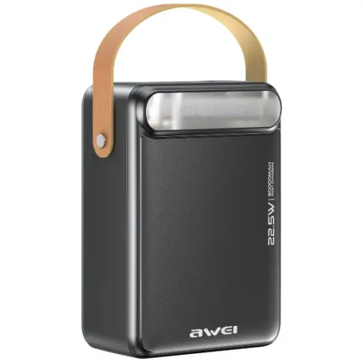 AWEI P102K ārējais akumulators (powerbank) | 80 000 mAh | 22.5W | PD | USB-C, USB-A | melns